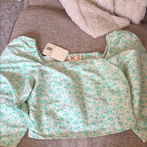 Levi's Floral Puff Sleeve Blouse - Mint Green